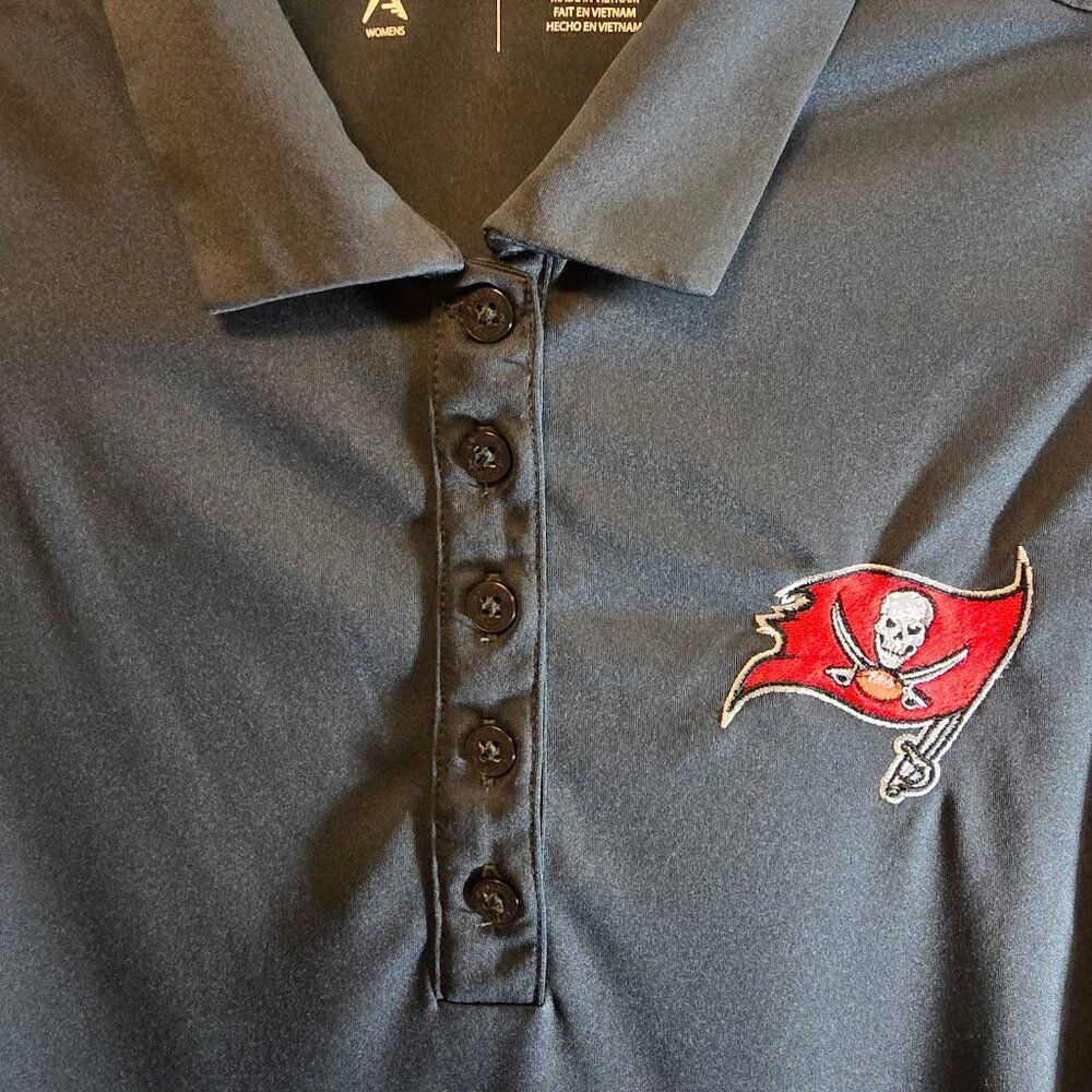 ANTIGUA TAMPA BAY BUCCANEERS WOMENS SLEEVELESS POLO SIZE LARGE CHARCOAL GRAY - Picture 4 of 7